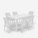 Valkoinen rottinki-ilmeinen ulkokalustesetti Meloria Light, pöytä 150x90 cm + 6 tuolia Myynti