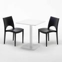 Valkoinen neliöpöytä 60x60 cm ja 2 värikästä tuolia Paris Lemon Valinta