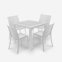 Valkoinen ulkokalustesetti Provence Light, ruokapöytä 80x80 cm + 4 tuolia Myynti