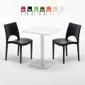 Valkoinen neliöpöytä 60x60 cm ja 2 värikästä tuolia Paris Lemon Tarjous