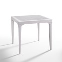 Valkoinen ulkokalustesetti Provence Light, ruokapöytä 80x80 cm + 4 tuolia 