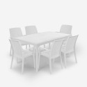 Valkoinen ulkokalustesetti Sunrise Light, ruokapöytä 150x90 cm + 6 tuolia Alennusmyynnit