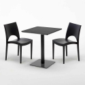 Musta neliöpöytä 60x60 cm ja 2 värikästä tuolia Paris Licorice Malli