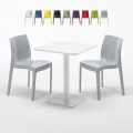 Valkoinen neliöpöytä 60x60 cm ja 2 värikästä tuolia Ice Lemon Tarjous