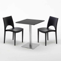 Neliöpöytä 60x60 cm teräsjalka, musta pöytälevy ja 2 värikästä tuolia Paris Pistachio Hankinta