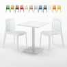Valkoinen neliöpöytä 60x60 cm ja 2 värikästä tuolia Gruvyer Lemon Alennusmyynnit