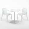 Valkoinen neliöpöytä 60x60 cm ja 2 värikästä tuolia Gruvyer Lemon 