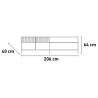 Mobiili TV-taso moderni 205x40x44cm 2 ovea laatikko Jahn Mitat