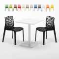 Valkoinen neliöpöytä 60x60 cm ja 2 värikästä tuolia Gruvyer Lemon Tarjous