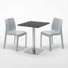 Neliöpöytä 60x60 cm hopeanvärinen jalka, musta pöytälevy ja 2 värikästä tuolia Ice Pistachio Hinta