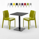 Musta neliöpöytä 60x60 cm ja 2 värikästä tuolia Ice Licorice Tarjous