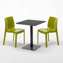 Musta neliöpöytä 60x60 cm ja 2 värikästä tuolia Ice Licorice Mitat