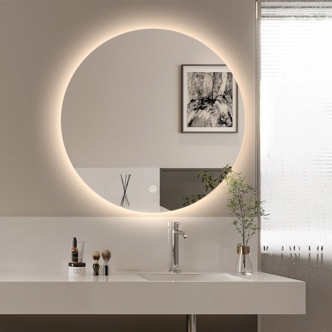 Pyöreä, 60 cm halkaisijaltaan oleva Rotorua M kylpyhuoneen LED-valaistu peili Tarjous