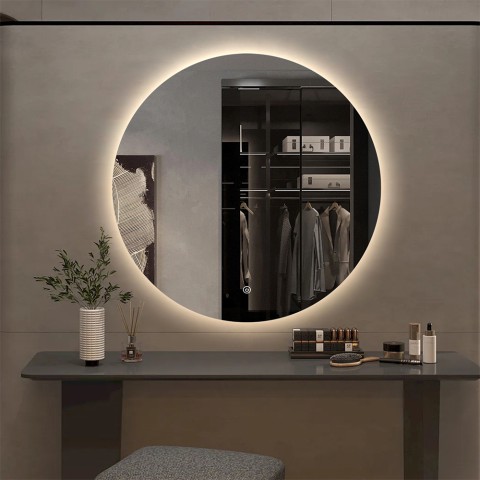 Kylpyhuoneen pyöreä peili 70 cm retrovalaistu muotoilu LED-valoilla Rotorua L Tarjous