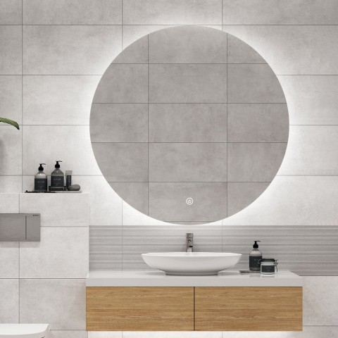 Kylpyhuonepeili, jossa on pyöreät LED-valot, takavalaistu Rotorua XL Tarjous