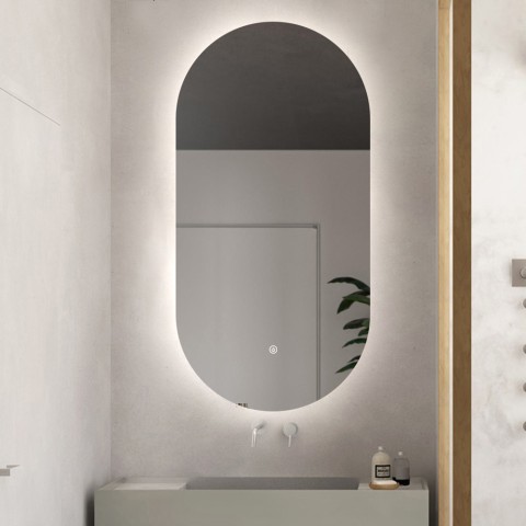 Ovaali LED-taustavaloitu kylpyhuonepeili 60x100cm moderni Konughs XL Tarjous