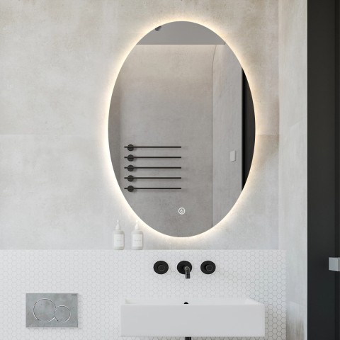Ovaalin muotoinen moderni LED-valolla varustettu kylpyhuoneen peili 50x70cm taustavalaistu Sodin M Tarjous