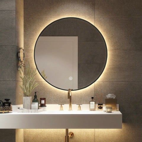 Pyöreä kylpyhuoneen LED-valopeili Laugarv L, 70 cm taustavalaistu kehys Tarjous
