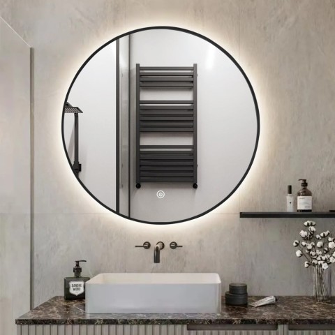 Kylpyhuoneen pyöreä LED-peili 80 cm taustavalaistulla kehyksellä Laugarv XL Tarjous