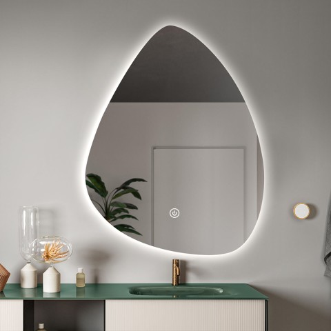 Pisaranmuotoinen kylpyhuoneen LED-valopeili Vmidur XL, 70x90 cm, taustavalaistu Tarjous