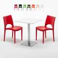 Neliöpöytä 60x60 cm, valkoinen pöytälevy ja 2 värikästä tuolia Paris Hazelnut Tarjous
