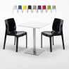Neliöpöytä 60x60 cm, valkoinen pöytälevy ja 2 värikästä tuolia Ice Hazelnut Alennukset