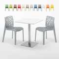 Neliöpöytä 60x60 cm, valkoinen pöytälevy ja 2 värikästä tuolia Gruvyer Hazelnut Tarjous