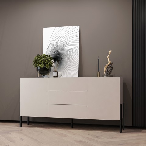 Moderni beige lipasto Sibel, 2 kaappia ja 3 laatikkoa, 184x40x89cm Tarjous