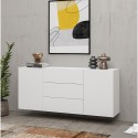 Moderni valkoinen lipasto Mehdi, 2 kaappia ja 3 laatikkoa, 140x35x63cm Alennukset