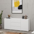 Moderni valkoinen lipasto Mehdi, 2 kaappia ja 3 laatikkoa, 140x35x63cm Tarjous