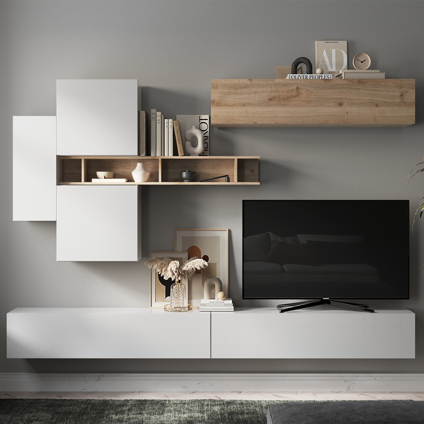 Moderni seinähylly, puinen tv-kaappi Infinity 44 Tarjous