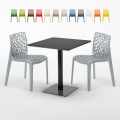 Musta neliöpöytä 70x70 cm ja 2 värikästä tuolia Gruvyer Kiwi Tarjous