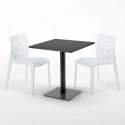 Musta neliöpöytä 70x70 cm ja 2 värikästä tuolia Gruvyer Kiwi 