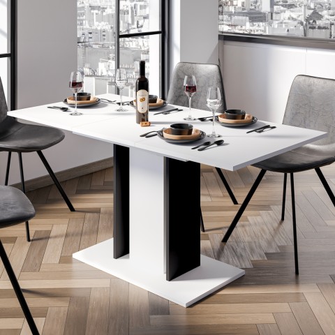 Pienikokoinen jatkettava ruokapöytä Wood Mini White, 100–140x60 cm Tarjous