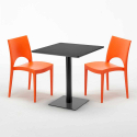 Musta neliöpöytä 70x70 cm ja 2 värikästä tuolia Paris Kiwi Hinta