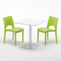 Valkoinen neliöpöytä 70x70 cm ja 2 värikästä tuolia Paris Meringue Malli