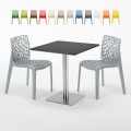 Musta neliöpöytä 70x70 cm ja 2 värikästä tuolia Gruvyer Rum Raisin Tarjous