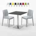 Musta neliöpöytä 70x70 cm ja 2 värikästä tuolia Ice RUM RAISIN Tarjous