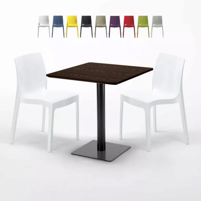 Neliöpöytä 70x70 cm, puisen näköinen pöytälevy ja 2 värikästä tuolia Ice Melon Tarjous Neliöpöytä 70x70 cm, puisen näköinen pöytälevy ja 2 värikästä tuolia Ice Melon Tarjous