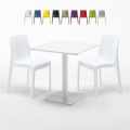 Valkoinen neliöpöytä 70x70 cm ja 2 värikästä tuolia Ice Meringue Tarjous