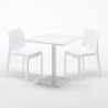 Valkoinen neliöpöytä 70x70 cm ja 2 värikästä tuolia Ice Meringue Mitat