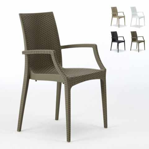 Käsinojalliset tuolit polyrottinkia, baariin, pihalle Bistrot Arm Grand Soleil