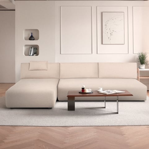 Sohva 3-paikkainen kulmasohva beige modulaarinen divaani Mozy Tarjous