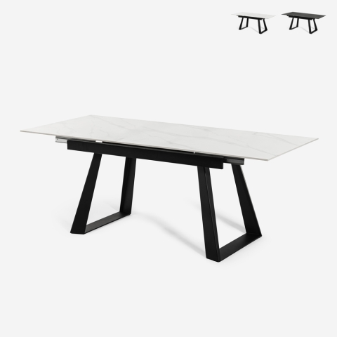 Moderni jatkettava ruokapöytä Caracas, 160–200x90cm, marmorikuviointi Tarjous