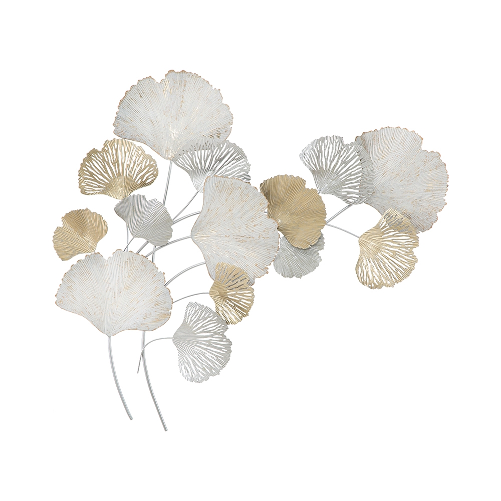 3D-metalliseinäkoriste Ginkgo-lehdillä Silvy Tarjous