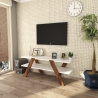 Mobiili-TV designo-oleskelutila 120cm valkoinen ja puu 2 hyllyä Basic Myynti