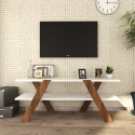 Mobiili-TV designo-oleskelutila 120cm valkoinen ja puu 2 hyllyä Basic Tarjous