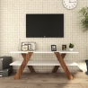 Mobiili-TV designo-oleskelutila 120cm valkoinen ja puu 2 hyllyä Basic Tarjous
