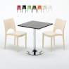 Musta neliöpöytä 70x70cm ja kaksi värikästä tuolia Paris Mojito Tarjous