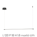 Genius L riippuvalaisin metallisella LED-valopalkilla 120 cm Alennukset